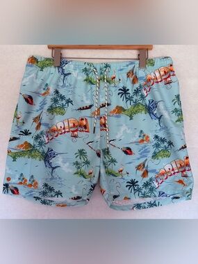 NWT Tommy Bahama Naples Florida Seas Men's Swim Trunks - Freshwater Blue - XL